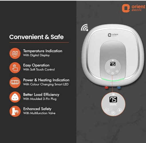 Orient Aquator+ Iot|10L storage water heater|Iot enabled - smart energy saving |5 star ENERGY SAVING rating |8 bar pressure compatibility|suitable for high-rise buildings - Image 4